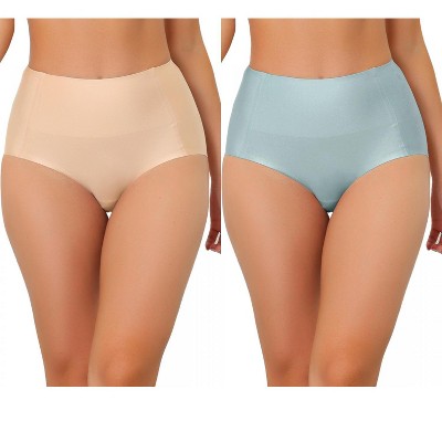 Allegra K Women's Tummy Control Unlined High-Waisted Breathable Hipster Underwear 2 Packs