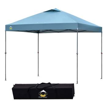 Crown Shades 10x10 Foot Adjustable Outdoor Instant Pop Up Tent Portable Waterproof Folding Camping Beach Shade Canopy Shelter and Carry Bag, Cyan Blue