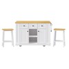 PDTEND Large Kitchen Island with 2 Bar Stools, Power Outlet, Door Internal Storage Rack, Rolling Kitchen Storage Cart - 3 of 4