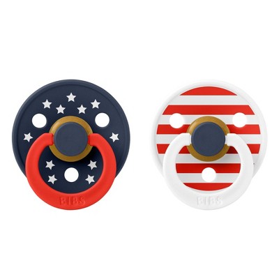 Bibs 2pk Color Latex Pacifiers - 0-6 Months - Stars & Stripes