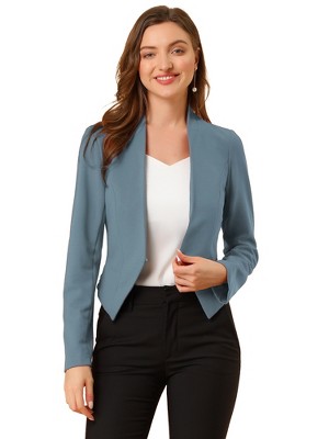 INSPIRE CHIC Women's Collarless Work Office Long Sleeve Cropped Blazers