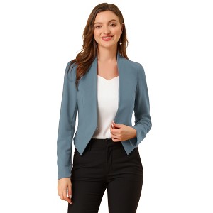 INSPIRE CHIC Women's Collarless Work Office Long Sleeve Cropped Blazers - 1 of 4