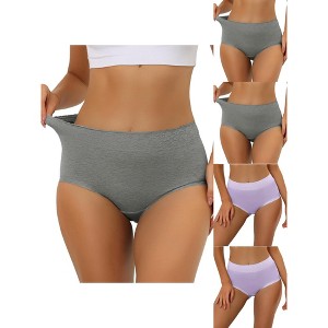 Allegra K Women's Cotton High-Waist Lace Trim Tummy Control 5 Packs Full Coverage Briefs - 1 of 4