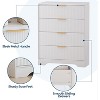 Fluted Wood Dresser 4 Drawers for Bedroom, Modern White Tall Dressers, Natural Wood Drawer Organizer for Bedroom, Living Room, Hallway, Entryway - 4 of 4