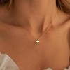 Dainty Side Cross Necklace 14K Gold Plated Layered Choker Gift for Girls Cross Necklace Gold-0.75"*1.26" - 3 of 4