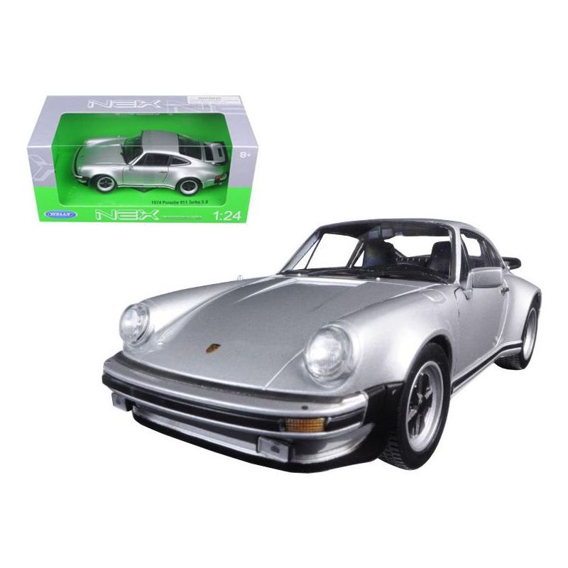 1974 Porsche 911 Turbo 3.0 Silver 1/24 Diecast Model Car by Welly, 1 of 6