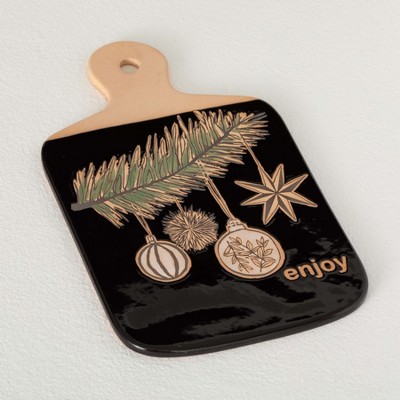 10.25"L Sullivans Holiday 'Enjoy' Christmas Trivet, Black, Indoor Christmas Decor