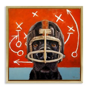 Stupell Industries Dog in Football Helmet Sports Plays, 25" x 25" - 1 of 4