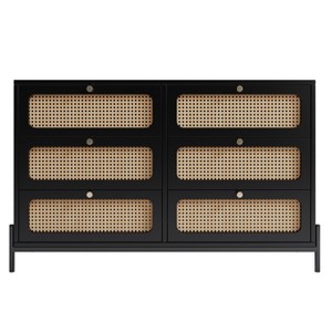 Dexmalle Rattan Wood Closet 6-Drawer Dresser - 1 of 4