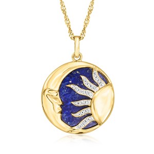 Ross-Simons Lapis Celestial Pendant Necklace With .60 ct. t.w. White Topaz in 18kt Gold Over Sterling Size - 1 of 3