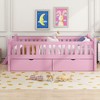 NicBex Twin/Full Modern Bed Frame Sofa Bed with Bedside Fence & Drawers/Trundle,Wooden Daybed Platform Bed for Bedroom,Study,Kids Room - 2 of 4