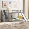 Streamdale Stairway Twin over Twin Bunk Bed with Two Drawers and Slide, Gray - 2 of 4