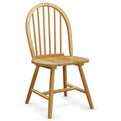 Classic Windsor-Style Natural Wood Spindleback Side Chair Set of 2