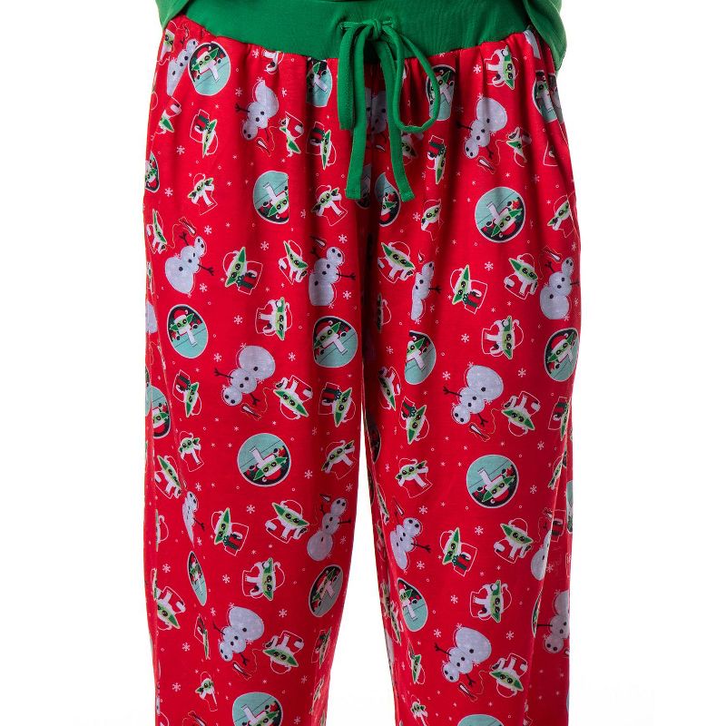 Star Wars Women's The Mandalorian Christmas Baby Yoda Jogger Pajama Set Green, 3 of 5