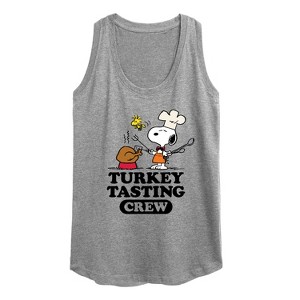 Women's - Peanuts - Turkey Tasting Crew Graphic Racerback Tank - 1 of 4