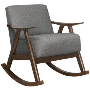 CAVINAS Mid-Century Accent Chair with Textured Fabric and Exposed Walnut Wood Frame - 1 of 4