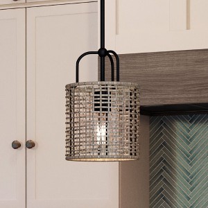 Urban Ambiance Luxury Bohemian Pendant 12.625''H x 8''W,  Midnight Black Finish,  Taree Collection, UHP3962 - 1 of 4