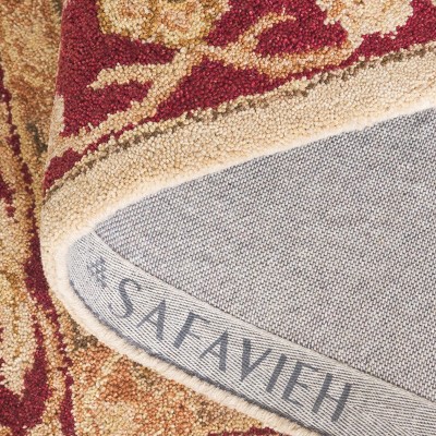 Ivory and Red Handmade Tufted Wool Round Rug