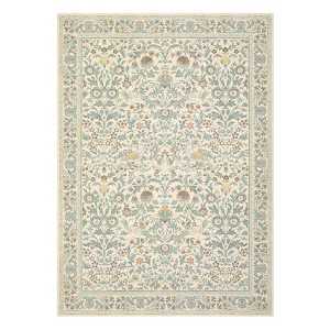 Washable Floral Living Room Rugs, Modern Farmhouse Bird Print Botanical Carpet for Bedroom, Soft Non Slip Floor Cover for Girls Nursery Room - 1 of 4