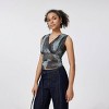 Women's V Neck Sleeveless Printed Vest - A New Day™ Dark Gray - 3 of 4
