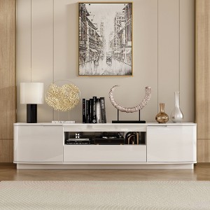 Famapy White Glossy TV Stand with Rounded Corners - Modern Living Room Media Console - 1 of 4