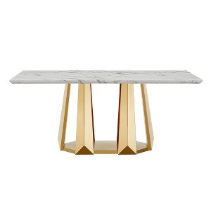 Dolonm 70-inch Modern Faux Marble Dining Table with Stainless Steel Base for 6 People - 1 of 4