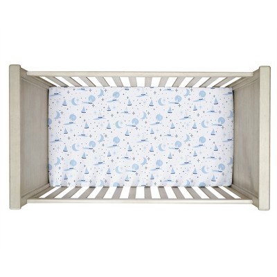 White Cotton Nautical Sailboat Fitted Crib/Toddler Sheet