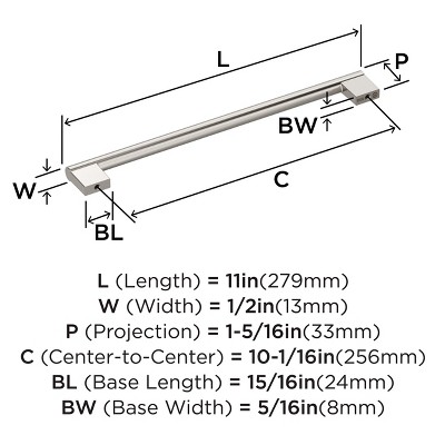 Satin Nickel 10-1/16 inch Modern Cabinet Drawer Pull
