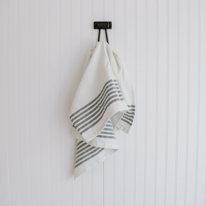 Sweet Water Decor Six Horizontal Black Stripe Hand Towel - 18x32", 4 of 6