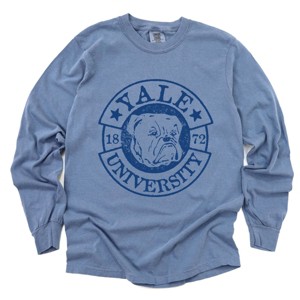 Yale University Bulldog Circle - Women's Garment Dyed Long Sleeve Graphic T-Shirt - 1 of 3