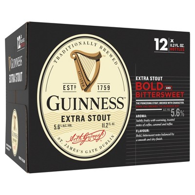 Guinness Extra Stout Bold Bittersweet Beer - 12pk/11.2 fl oz Bottles