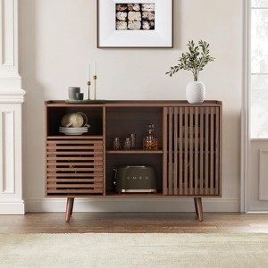 47.2" Buffet Cabinet with Storage, Mid-Century Modern Sideboard Coffee Bar Cabinet with Sliding Door - 1 of 4