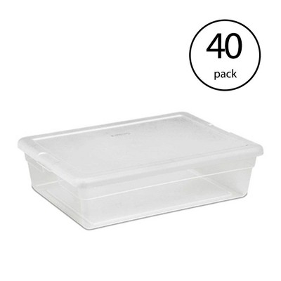 Sterilite 28 Quart Clear Bin Storage Box Tote Container w/ White Lid (40 Pack)