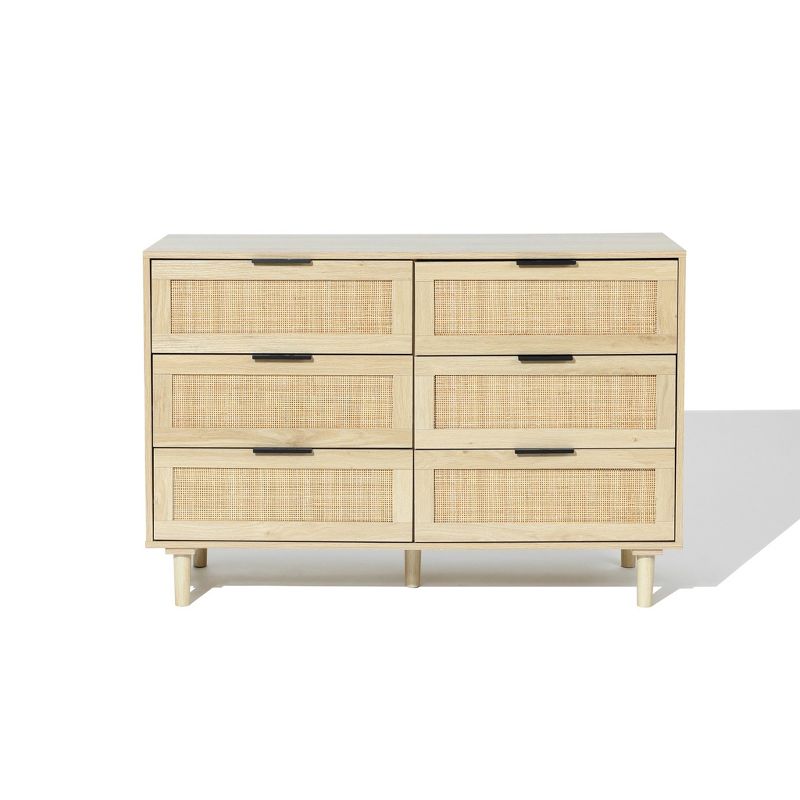 LuxenHome Light Oak Manufactured Wood 6-Drawer Bedroom Dresser Brown, 1 of 9