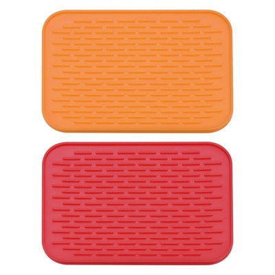 Unique Bargains Dish Drying Mat Set Under Sink Drain Pad Heat Resistant  Suitable For Kitchen Orange Yellow : Target