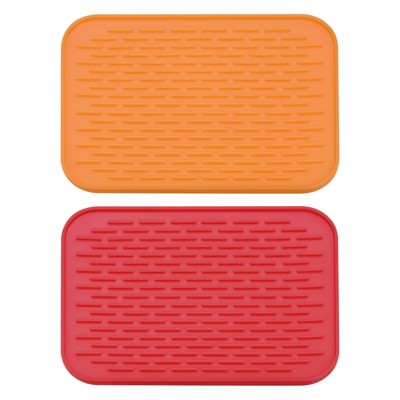 Unique Bargains Dish Drying Mat Set Under Sink Drain Pad Heat Resistant  Suitable For Kitchen 2 Pcs Red : Target