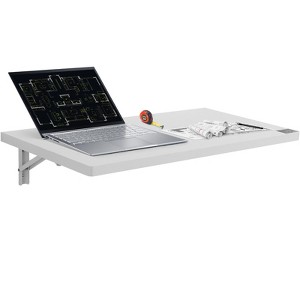 VEVOR Wall Mounted Folding Table, 31.5" x 15.75" Wall Mount Drop Leaf Table, Floating Desk with Iron Bracket, Fold Down Desk - 1 of 4