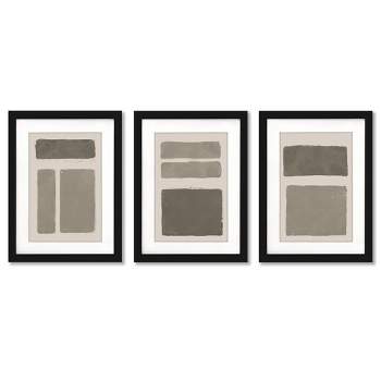 Americanflat Vintage Minimalist (Set Of 3) Stepping Stones By Jacob Green Framed Triptych Wall Art Set