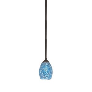 Toltec Lighting Zilo 1 - Light Pendant in  Dark Granite with 5" Turquoise Fusion Shade - 1 of 1