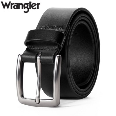 Wrangler Men’s 38mm Genuine Leather Belt, Classic Buckle Belt for Jean Pants