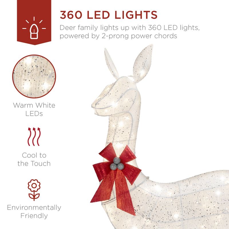 Best Choice Products 3-Piece Lighted Christmas Deer Set Outdoor Yard Decoration with 360 LED Lights, Stakes, 5 of 9