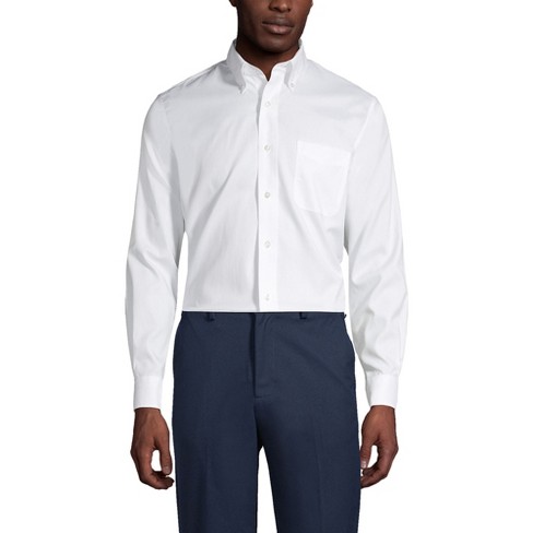 Lands End Men s Long Sleeve No Iron Pinpoint Dress Shirt Small White Target