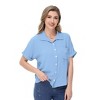 Anna-Kaci Women's Button Down Collared Shirt with Rolled Short Sleeves and Chest Pocket - 3 of 4