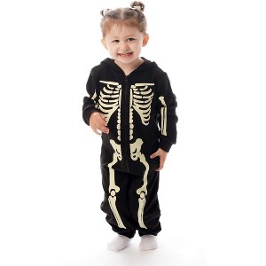 #followme Glow In The Dark Skeleton Men's Adult Bodysuit Pajamas - 1 of 2