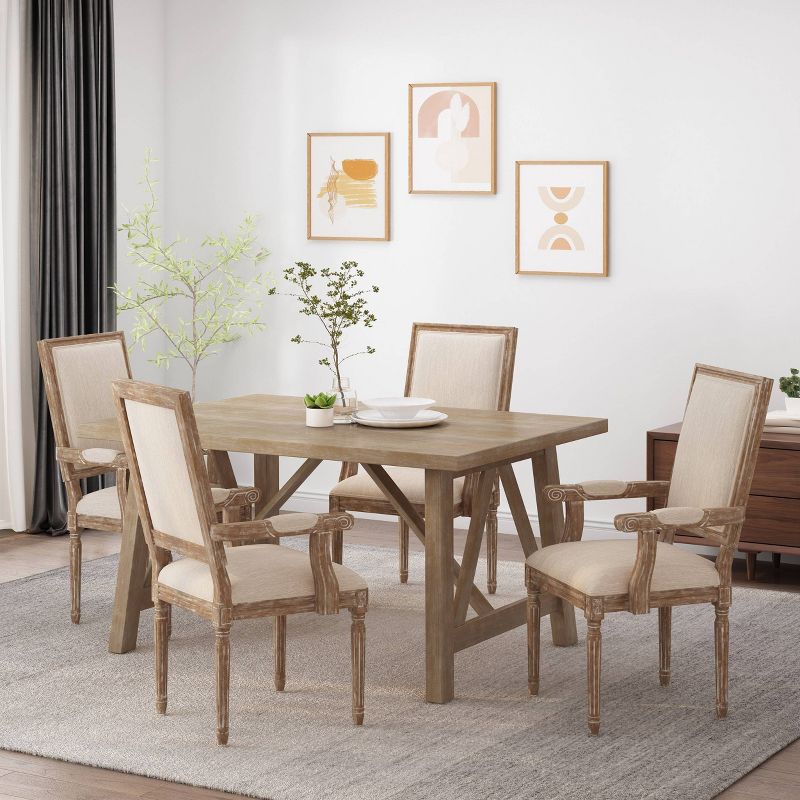 Set of 4 Maria French Country Wood Upholstered Dining Chairs - Christopher Knight Home, 3 of 13