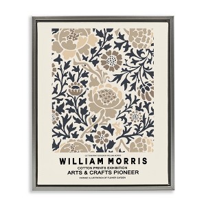 Stupell Industries Flower Blossom Silhouettes Pattern Exhibition Flyer Floating Frame Canvas Art, Gray, 17" x 21" - 1 of 4