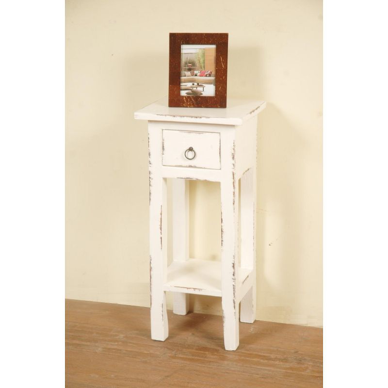 Besthom Shabby Chic Cottage 11.8 in. Square Solid Wood End Table with 1 Drawer, 5 of 6