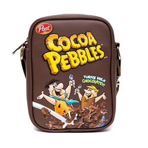 The Flintstones Bag, Crossbody, Cocoa Pebbles Fred and Barney Cereal Box Replica, Brown, Vegan Leather - 1 of 4