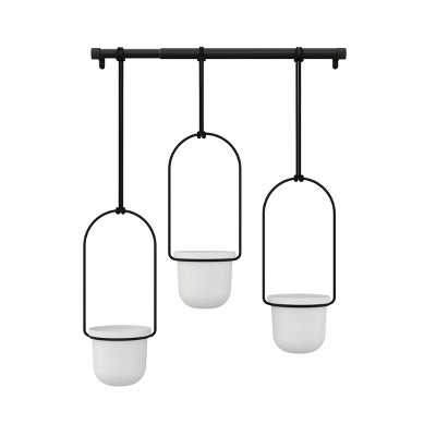Triflora Adjustable White/Black Indoor Hanging Planter