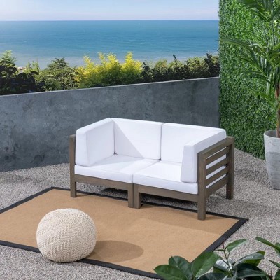 Maggift Patio Modern Accent Chairs, Outdoor Conversation Chairs, with Leisure Used, for Backyard, Garden, White, 60.5"*30.25"*26.5"